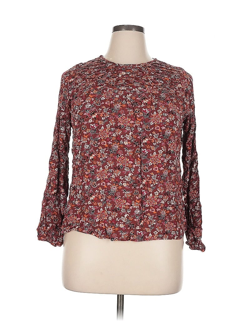 Pre-owned Mason & Belle 3/4 Sleeve Blouse In Burgundy
