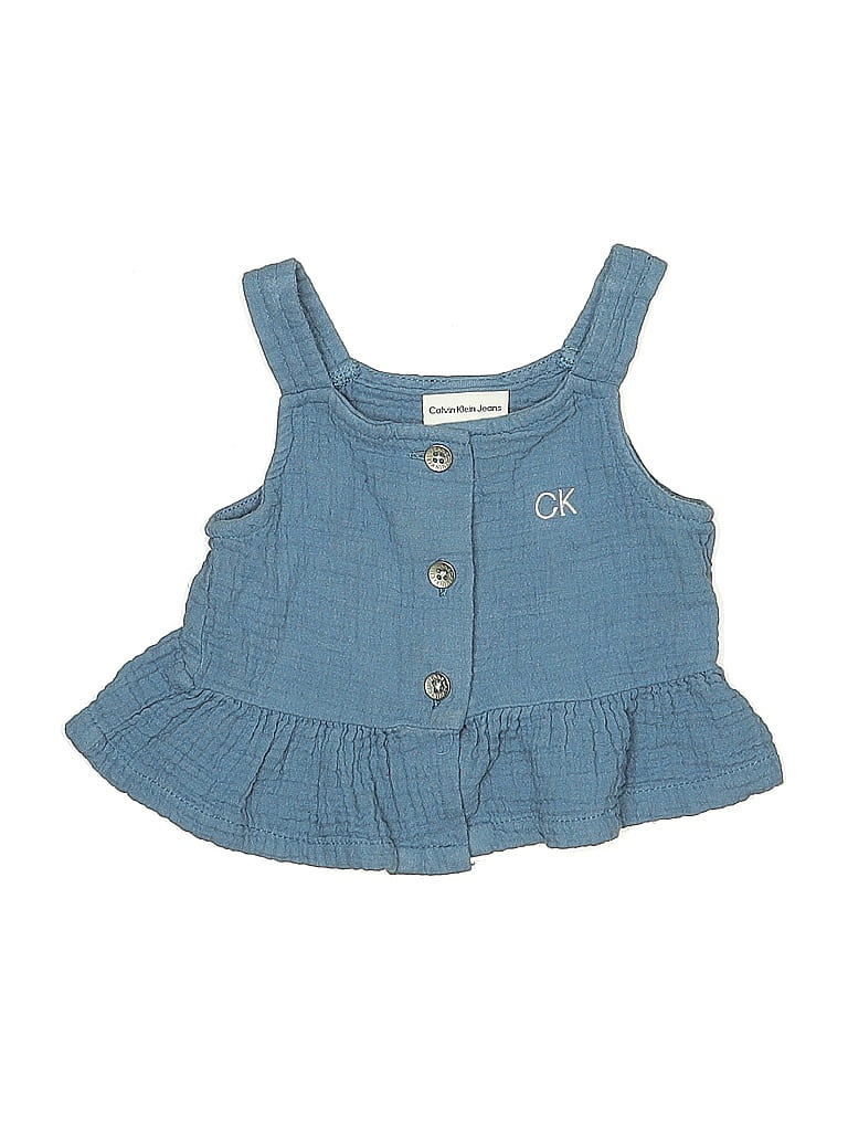 Pre-owned Calvin Klein Jeans Est.1978 Kids' Calvin Klein Jeans Sleeveless Button Down Shirt In Blue