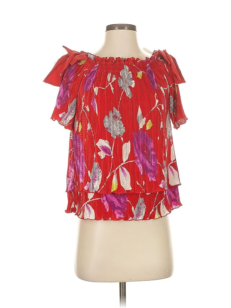 Pre-owned Banana Republic Short Sleeve Blouse In Red
