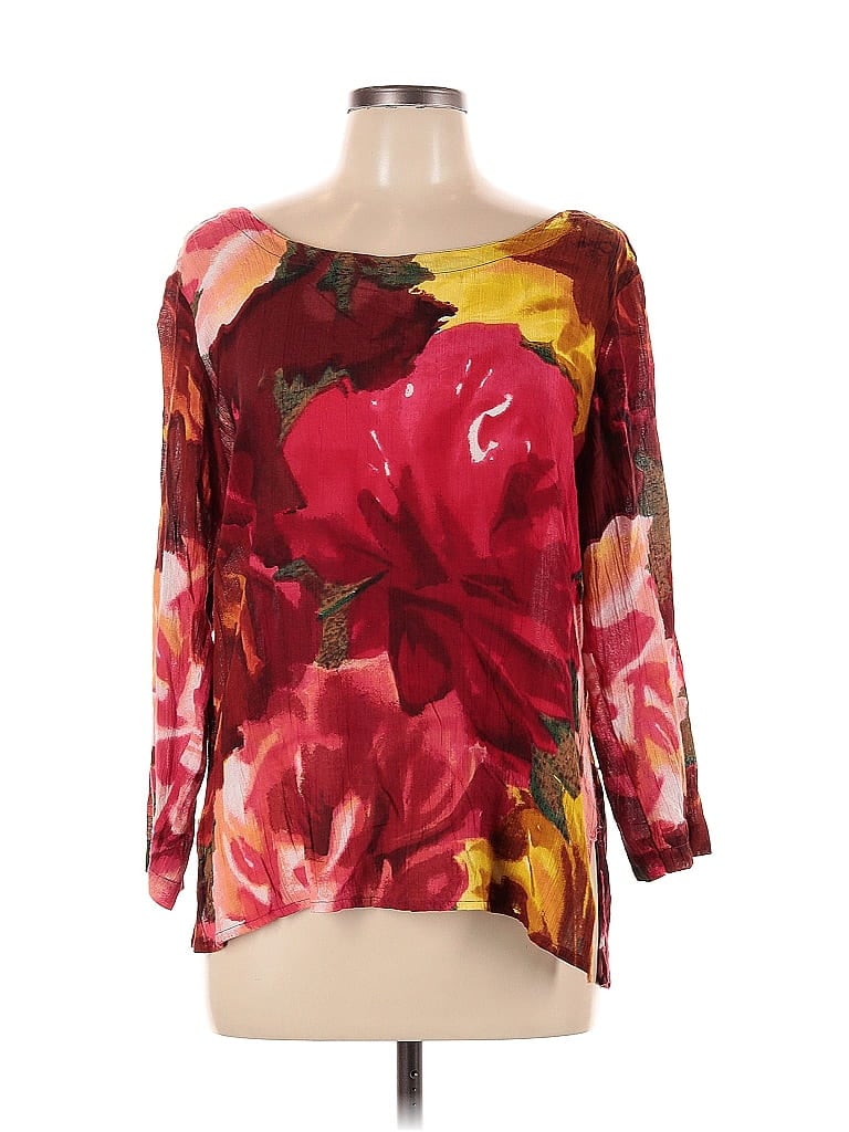 Pre-owned Lulus 3/4 Sleeve Blouse In Burgundy