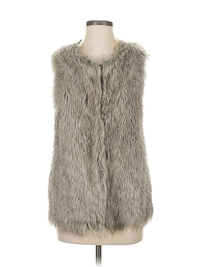 Pre-owned Evan Picone Faux Fur Vest In Gray
