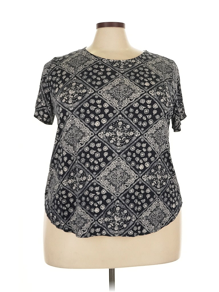 Pre-owned Philosophy Republic Clothing Short Sleeve Top Gray Print Pattern Crew Neck Tops