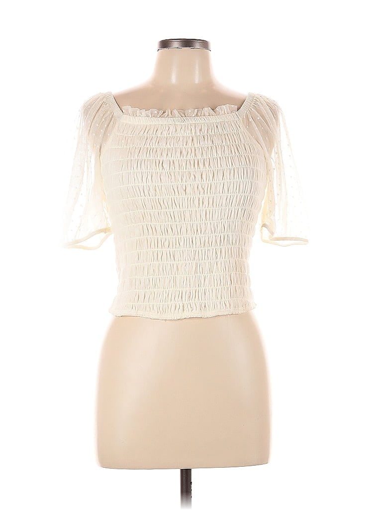 Pre-owned Torrid Short Sleeve Top Ivory Strapless Neckline Tops In White