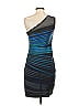 Halston Heritage Stripes Blue Cocktail Dress Size 4 - photo 2