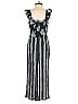 Aqua 100% Rayon Stripes Black Blue Jumpsuit Size XS - photo 2