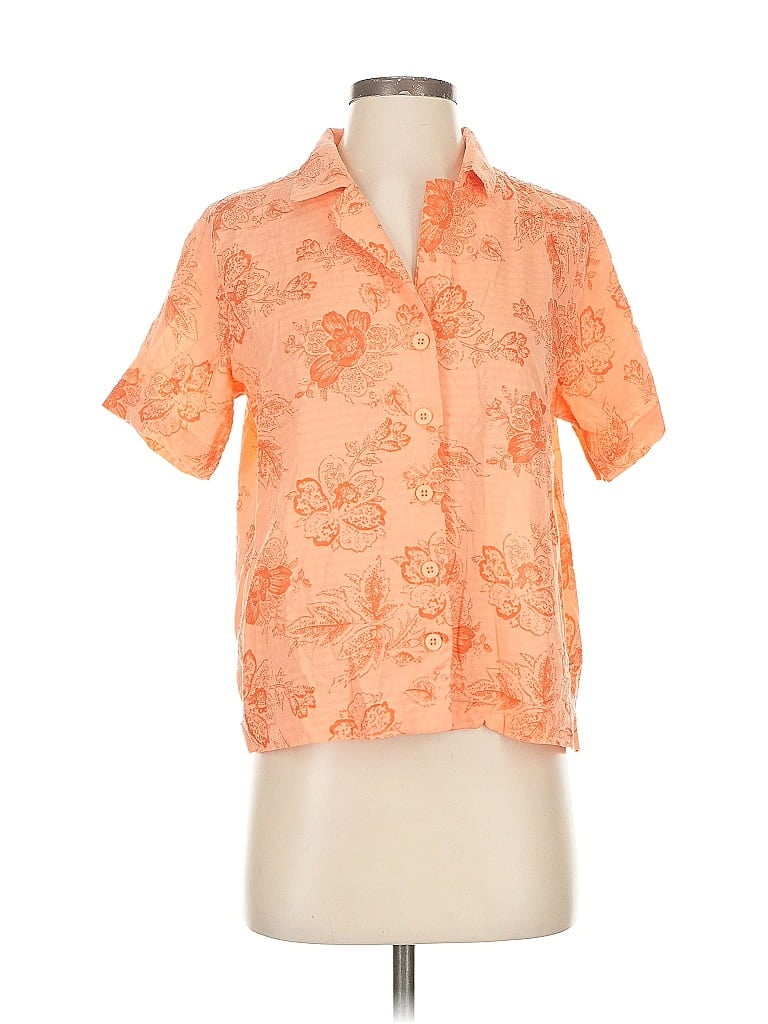 Pre-owned A.n.a. A New Approach Short Sleeve Blouse In Orange