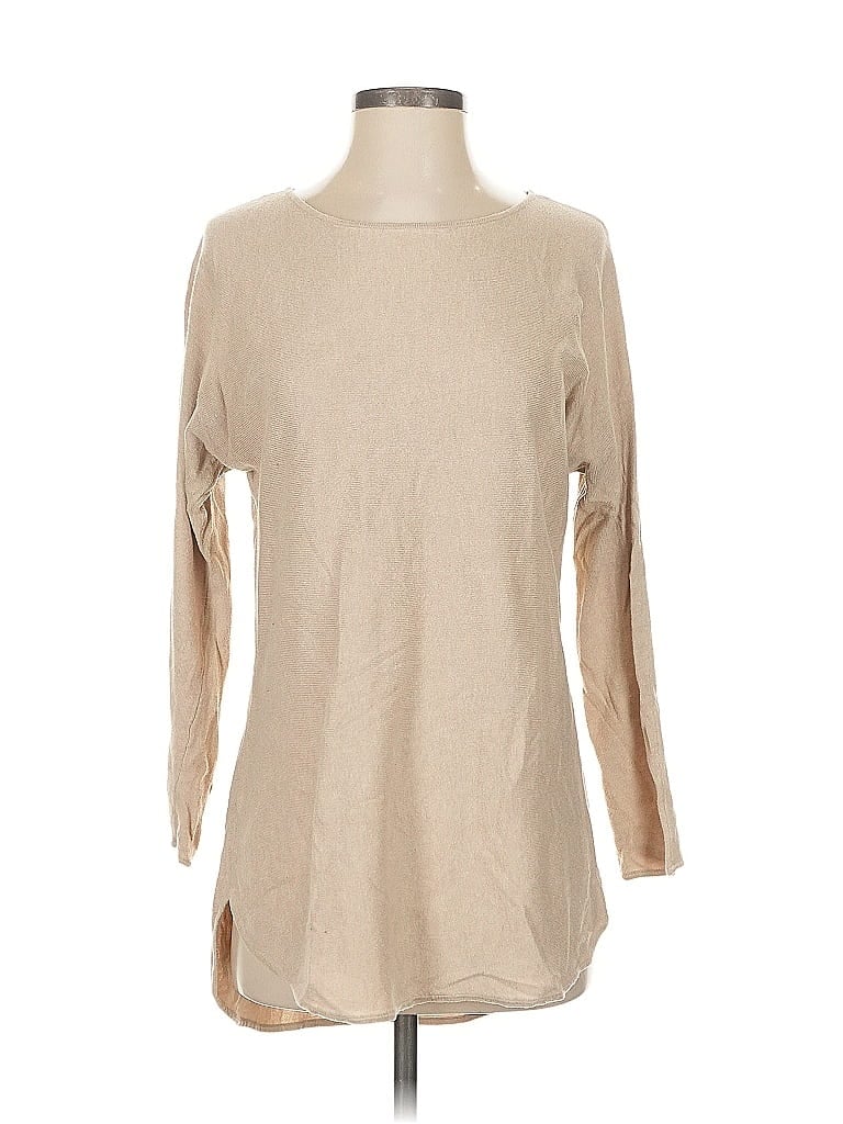 Click to view more detailed imagery on our partner's website Pre-owned Michael Michael Kors 3/4 Sleeve Top Tan Boatneck Tops In Brown