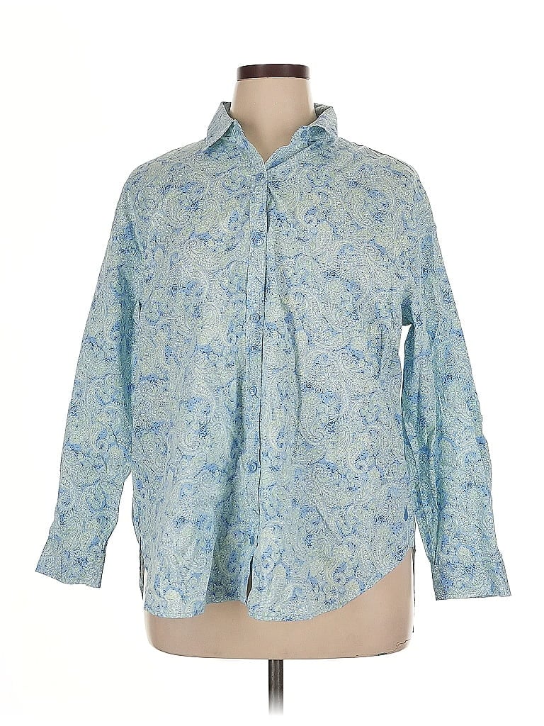 Pre-owned Gloria Vanderbilt Long Sleeve Button Down Shirt In Blue