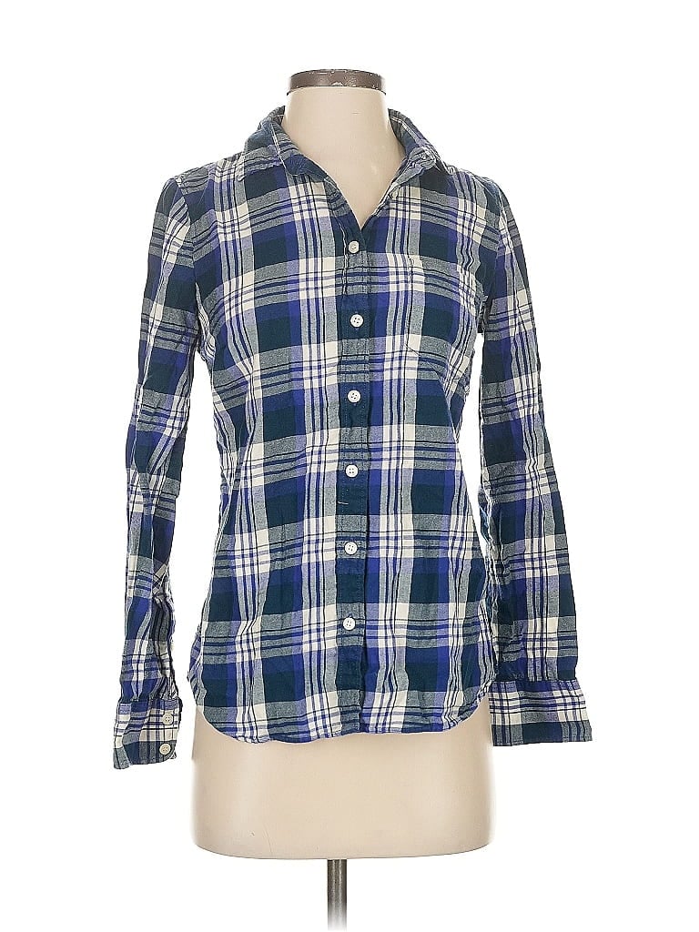 Pre-owned J.crew Factory Store Long Sleeve Button Down Shirt In Blue