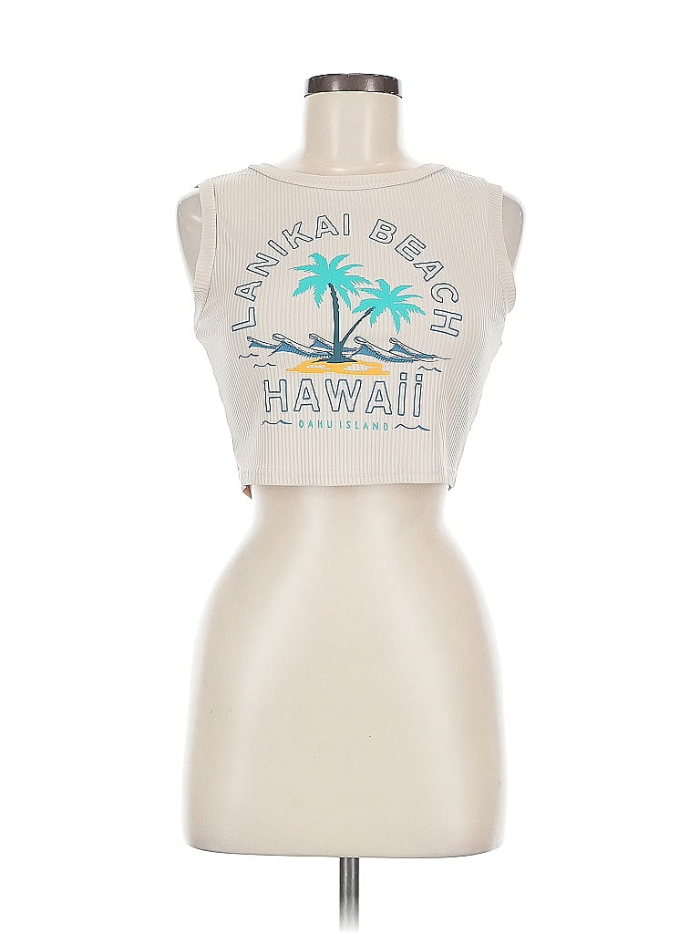 Click to view more detailed imagery on our partner's website Pre-owned Romwe Sleeveless Top Ivory Halter Neckline Tops In White