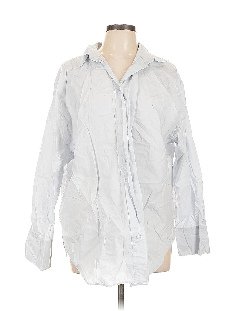 Pre-owned H&m Long Sleeve Button Down Shirt In Silver
