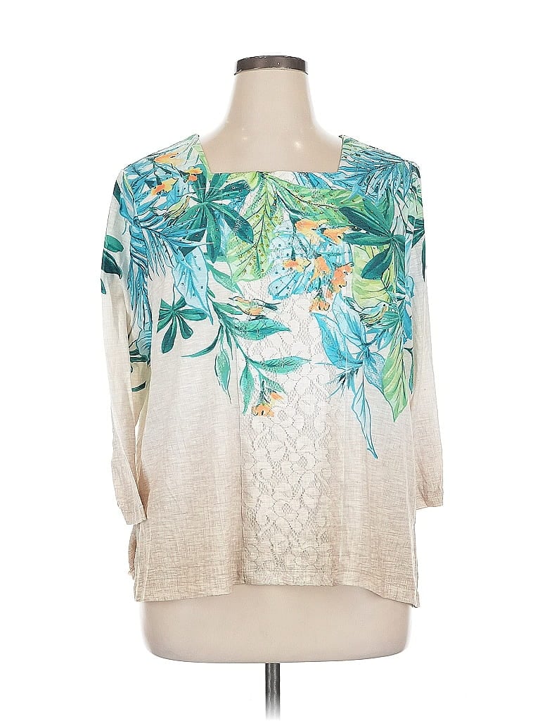 Pre-owned Alfred Dunner 3/4 Sleeve Blouse In White