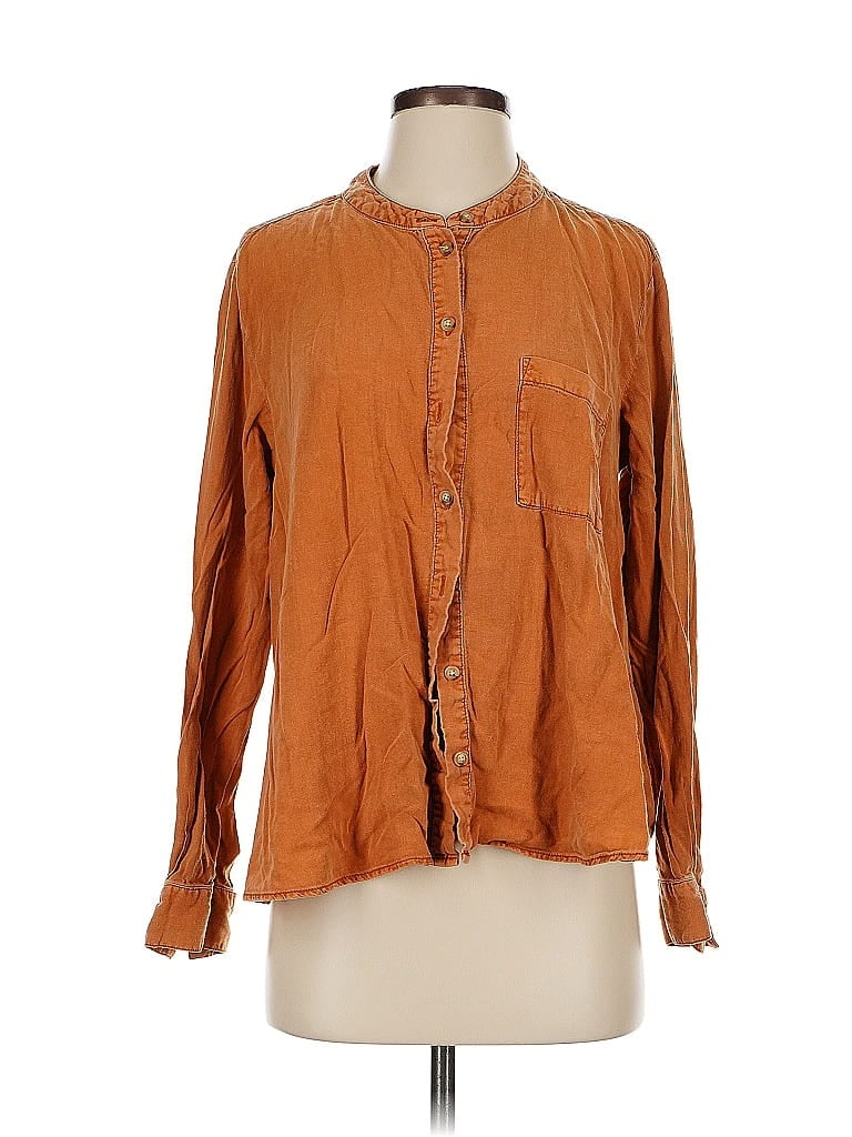 Pre-owned Pilcro And The Letterpress Long Sleeve Blouse In Brown