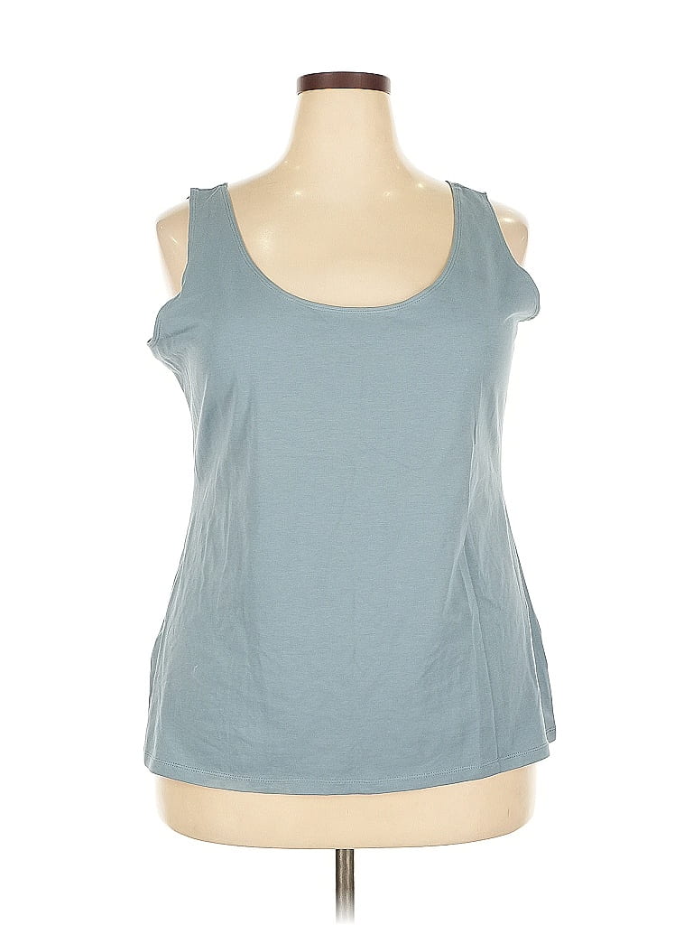 Pre-owned Eddie Bauer Tank Top Blue Cold Shoulder Neckline Tops