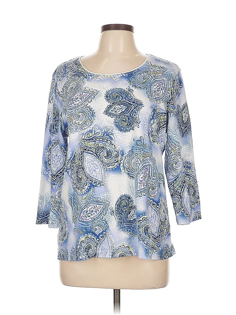 Click to view more detailed imagery on our partner's website Pre-owned Karen Scott 3/4 Sleeve T-shirt In Blue