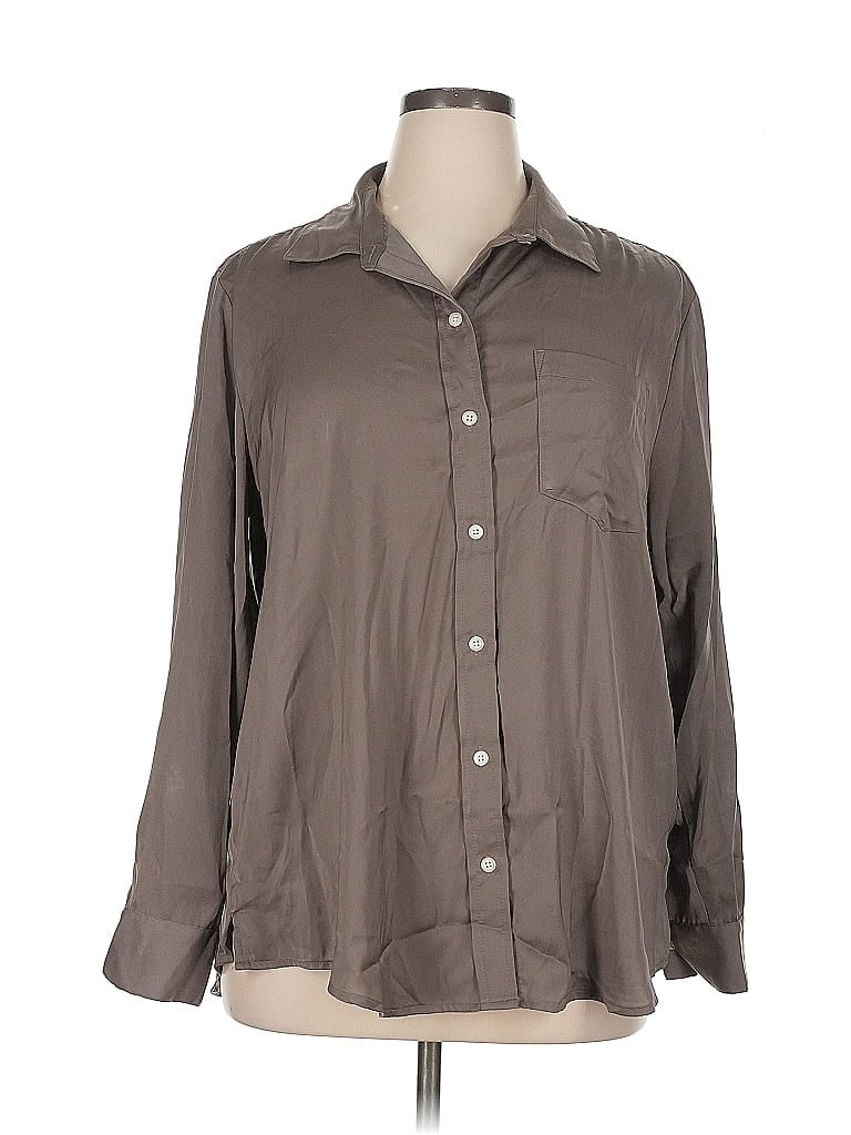 Pre-owned Gap Long Sleeve Blouse In Gray