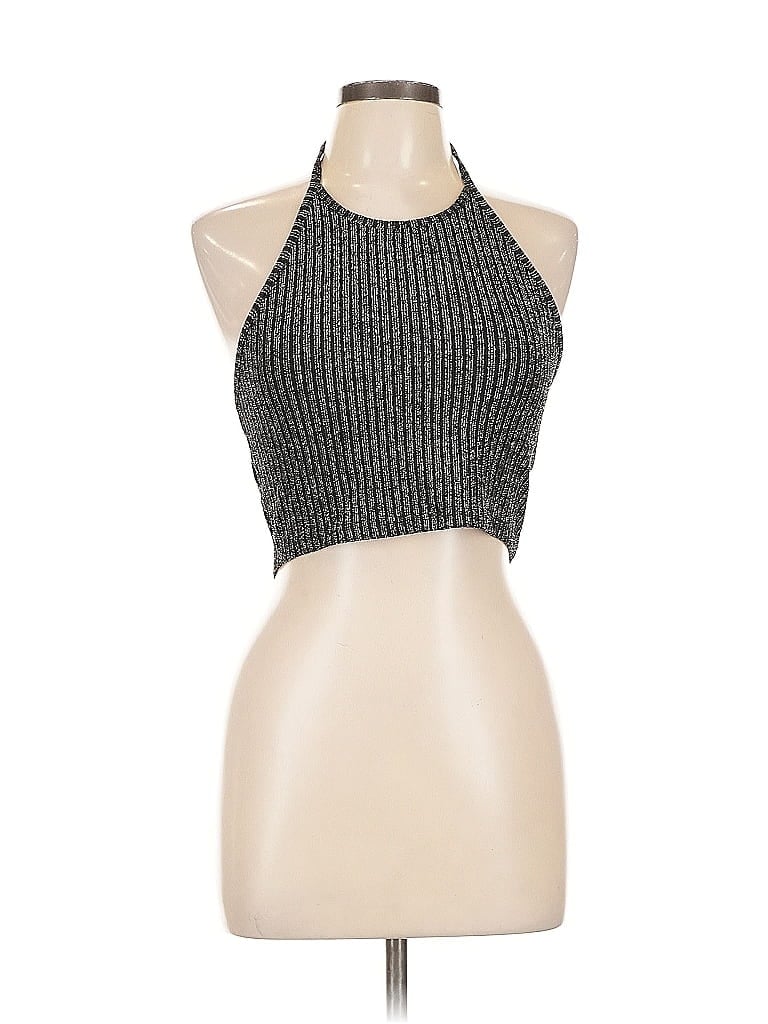 Pre-owned Unbranded Tank Top Silver Halter Neckline Tops