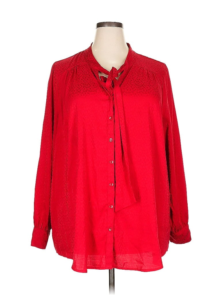 Pre-owned Torrid Long Sleeve Blouse In Red