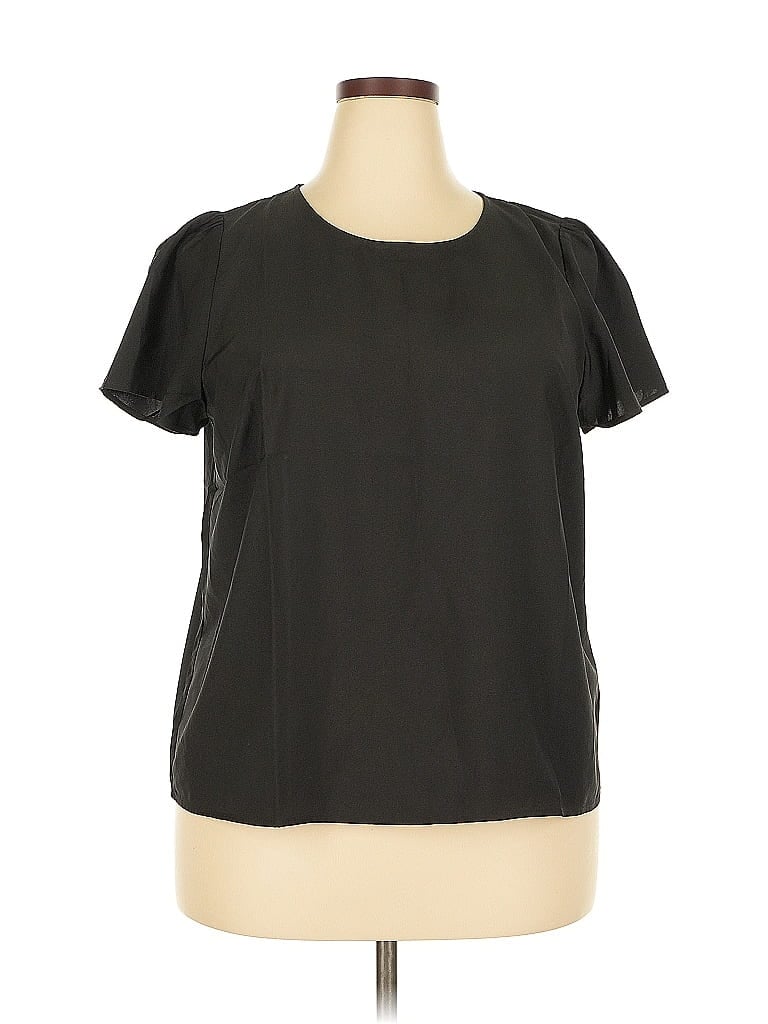 Pre-owned J.crew Factory Store Short Sleeve Blouse In Black