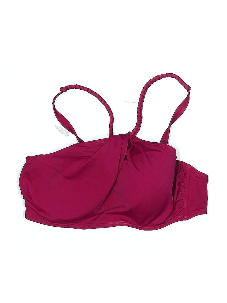 Pre-owned Shade & Shore Swimsuit Top Burgundy Solid Pattern Swimwear