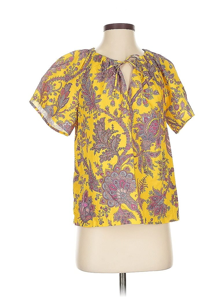J.CREW COLLECTION Pre-owned Short Sleeve Blouse In Yellow