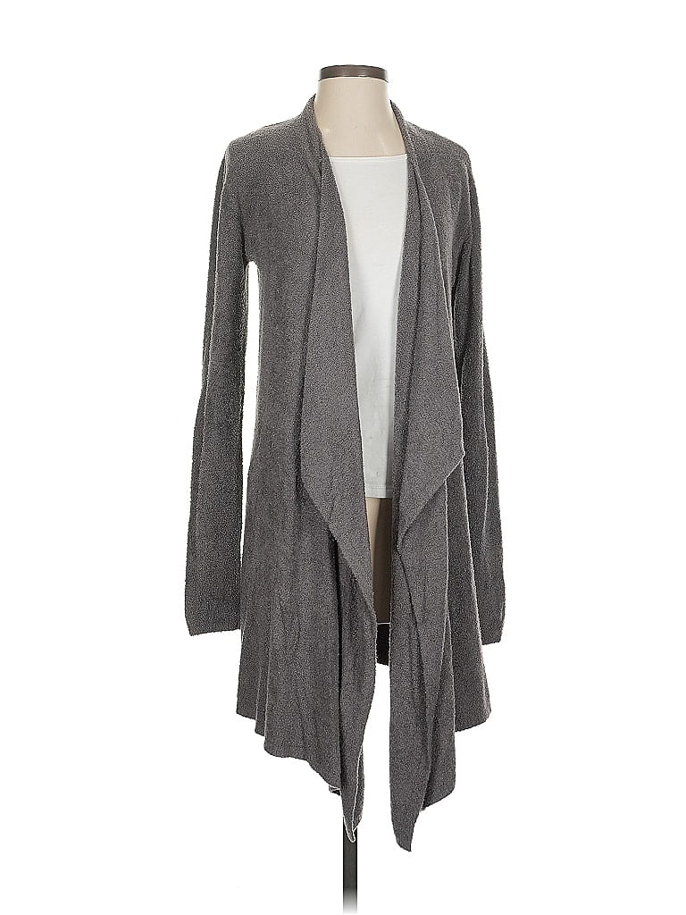 Pre-owned Barefoot Dreams Cozychic Lite Cardigan Sweater In Gray