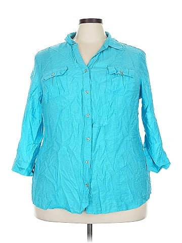 Roz & Ali 3/4 Sleeve Button-Down Shirt (view 1)