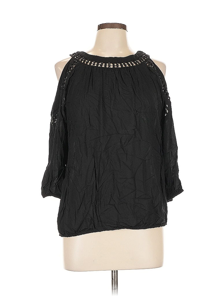 INC INTERNATIONAL CONCEPTS Pre-owned 3/4 Sleeve Blouse In Black