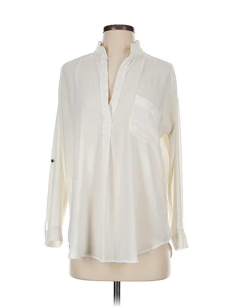 Pre-owned Lumiere Long Sleeve Blouse In White