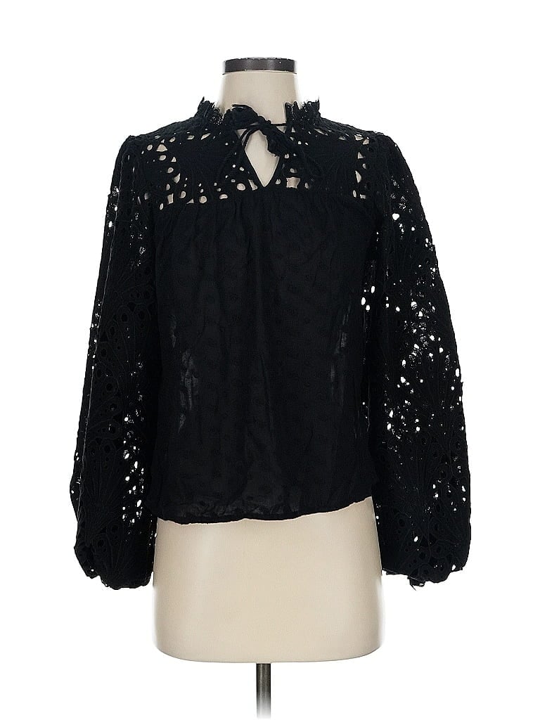 Pre-owned Aqua Long Sleeve Blouse In Black