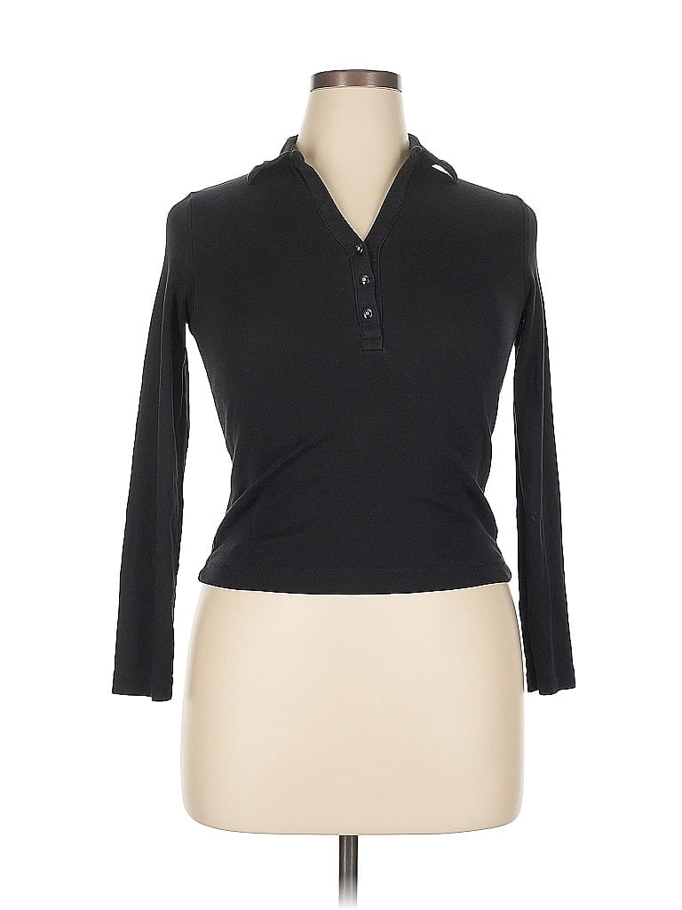 Pre-owned Kate Hill Long Sleeve Polo Shirt In Black