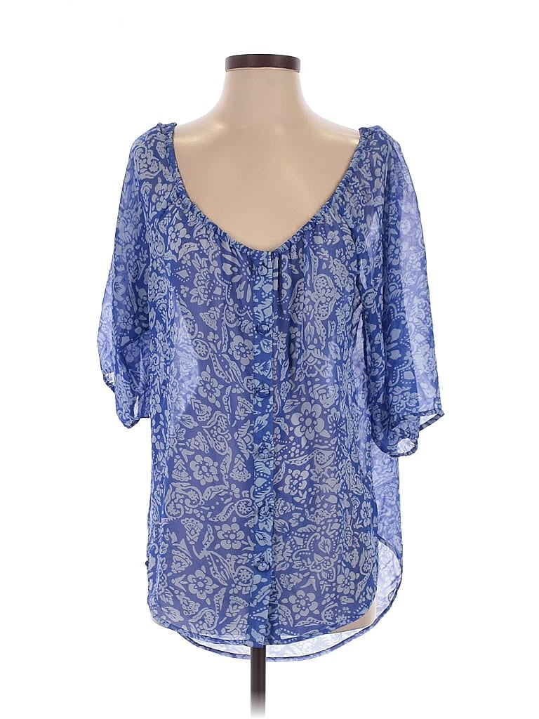 CABI Pre-owned Short Sleeve Blouse In Blue