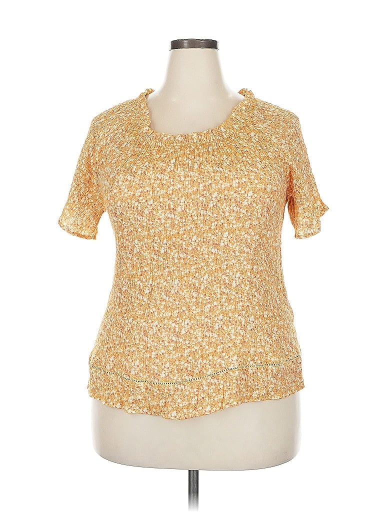 Pre-owned Wonderly Short Sleeve Blouse In Yellow