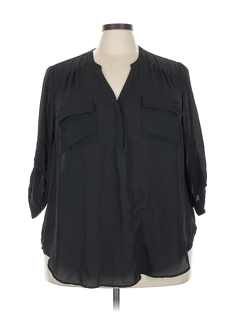 Pre-owned Torrid 3/4 Sleeve Blouse In Black