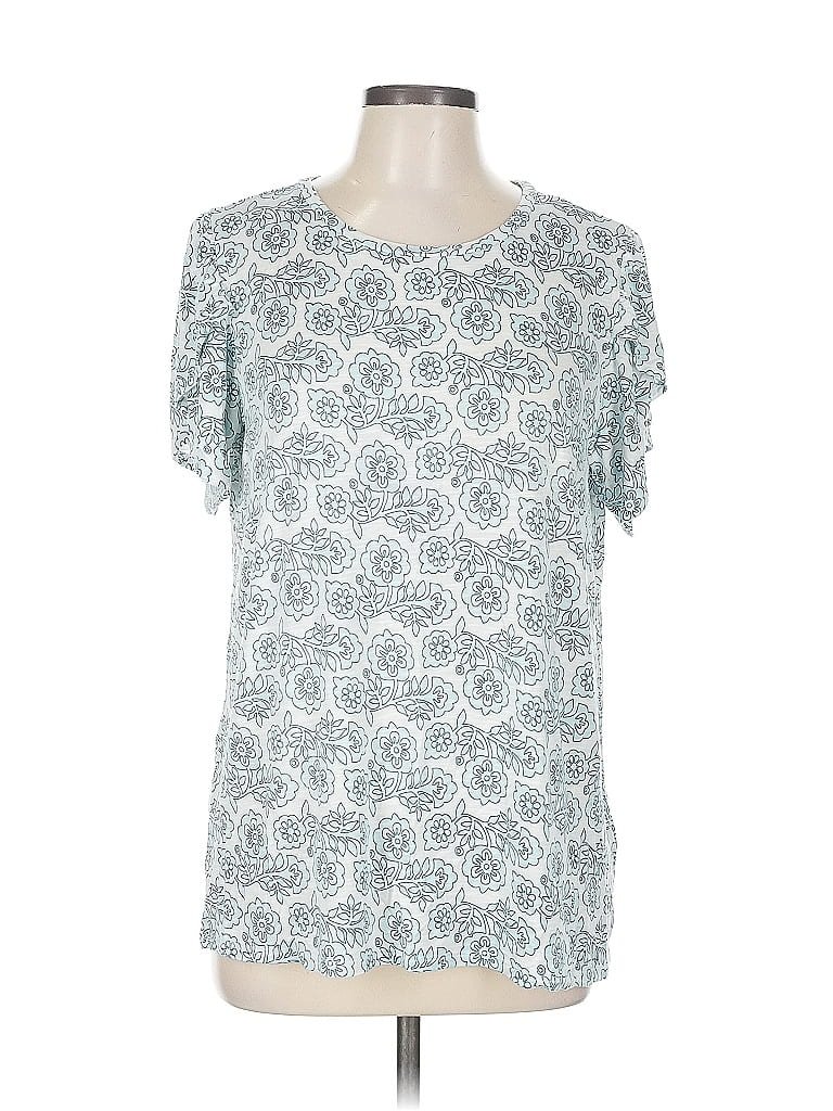 Pre-owned Lularoe Short Sleeve Top Teal Keyhole Neckline Tops In Blue