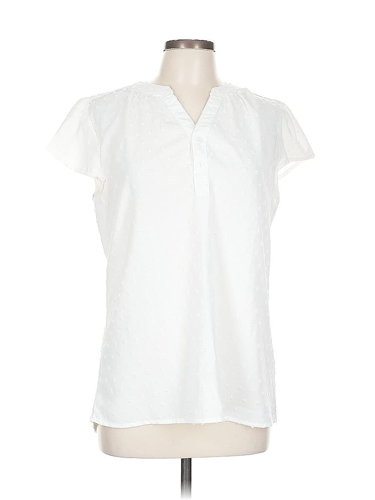 Pre-owned Unbranded Short Sleeve Henley Shirt In White