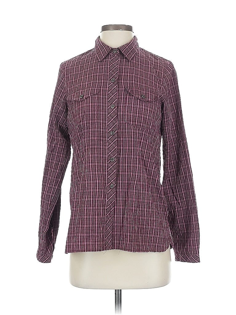 Pre-owned Eddie Bauer Long Sleeve Blouse In Burgundy