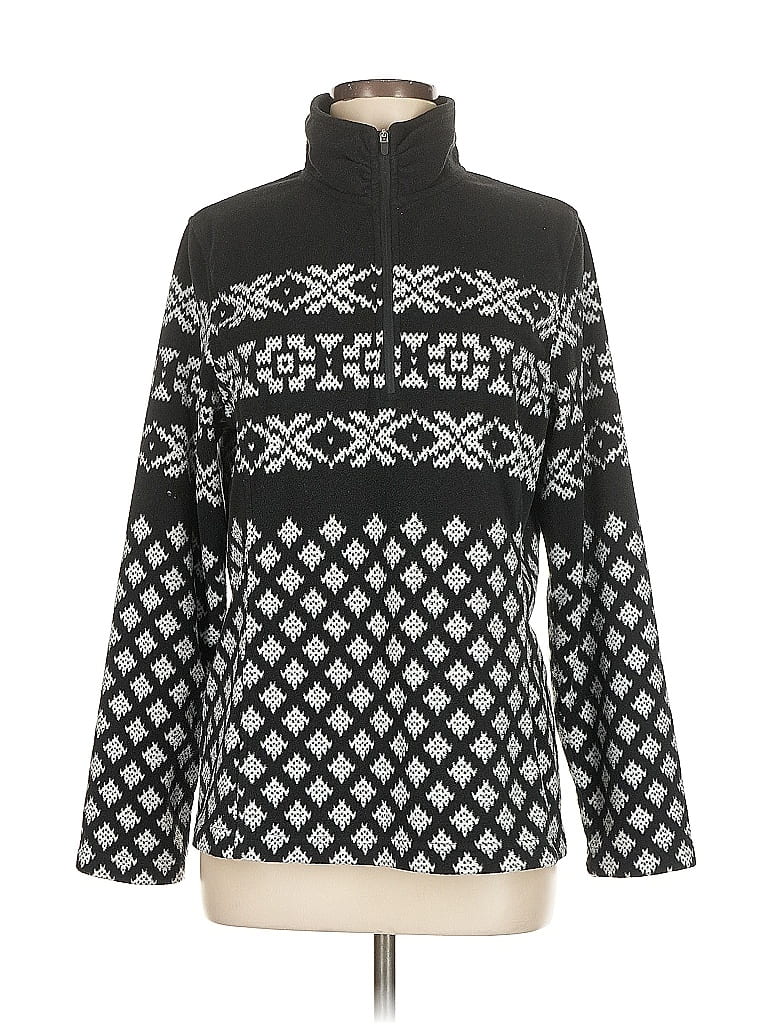 Pre-owned Lands' End Fleece Jacket In Black