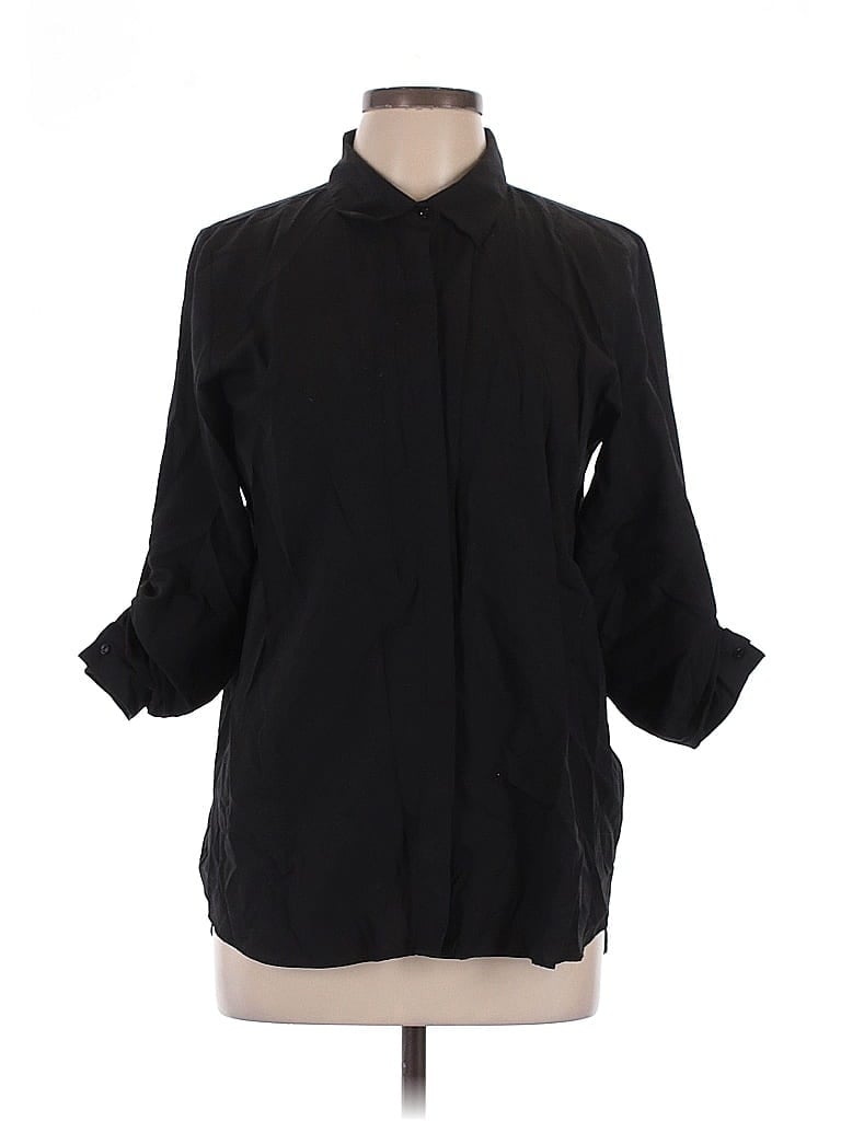 Pre-owned Milan Kiss 3/4 Sleeve Blouse In Black