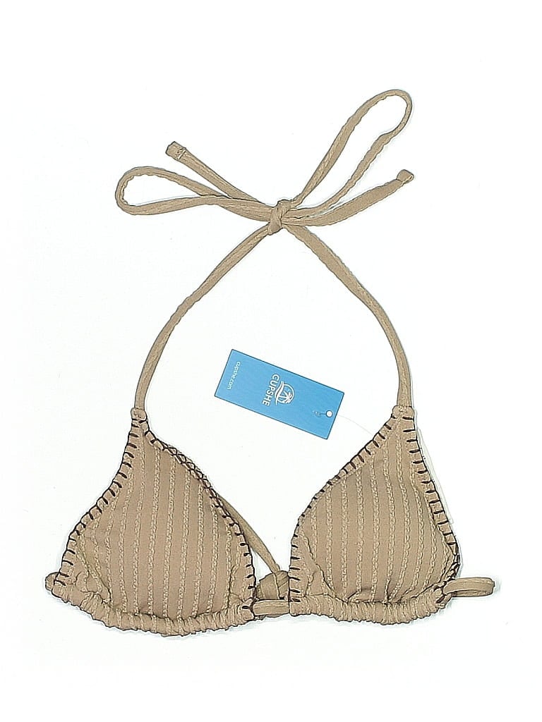 Cupshe Swimsuit Top Tan Chevron/herringbone Pattern Swimwear In Nude