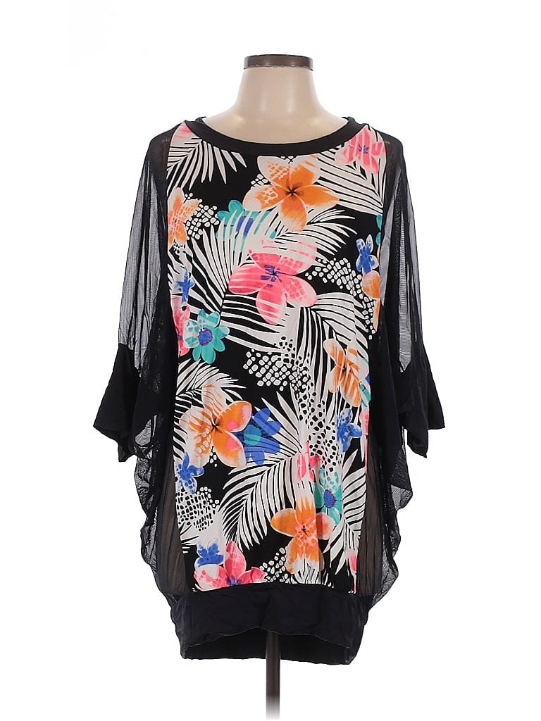 Pre-owned Coco Reef 3/4 Sleeve Blouse In Black