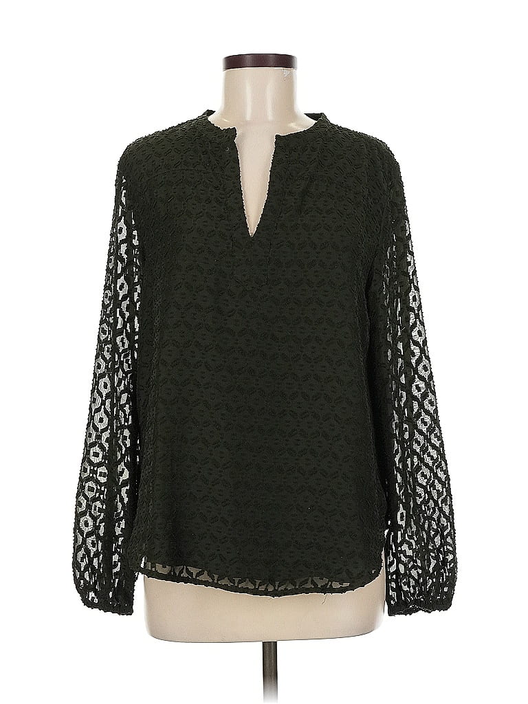 Pre-owned Ann Taylor Loft Long Sleeve Blouse In Green