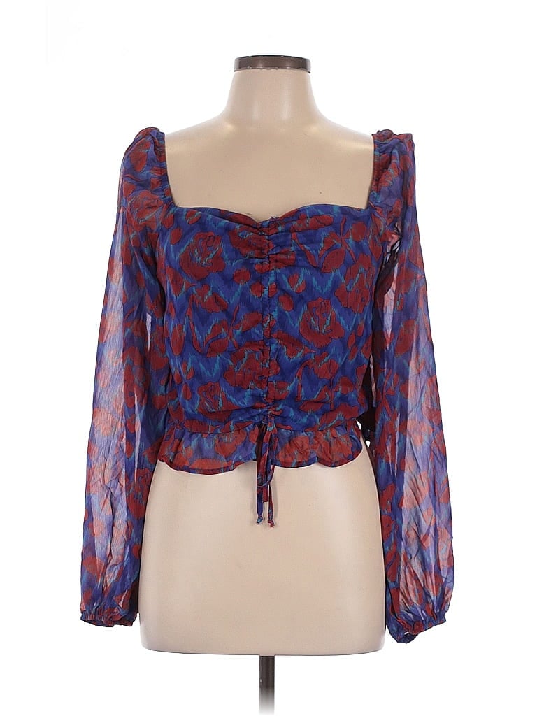 Pre-owned Pink Lily 3/4 Sleeve Blouse In Blue