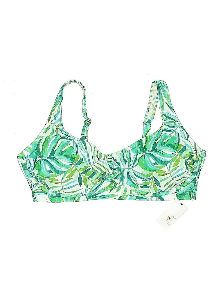 Shade & Shore Swimsuit Top Green Tropical Pattern Swimwear