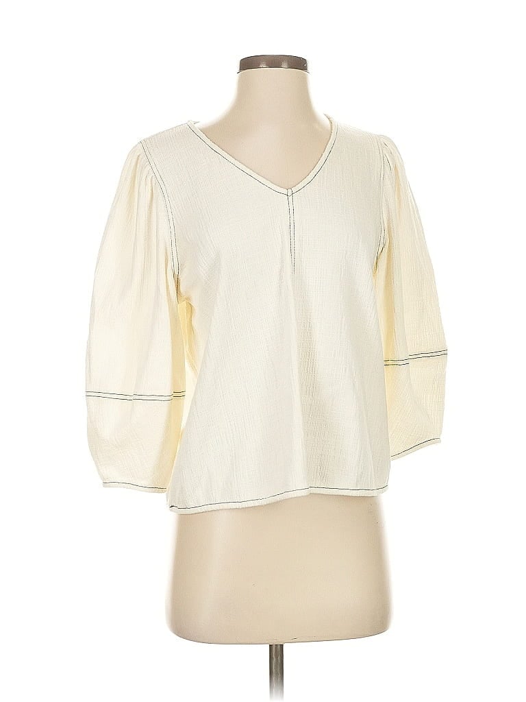 Click to view more detailed imagery on our partner's website Pre-owned Cabi 3/4 Sleeve Top Ivory V Neck Tops In White