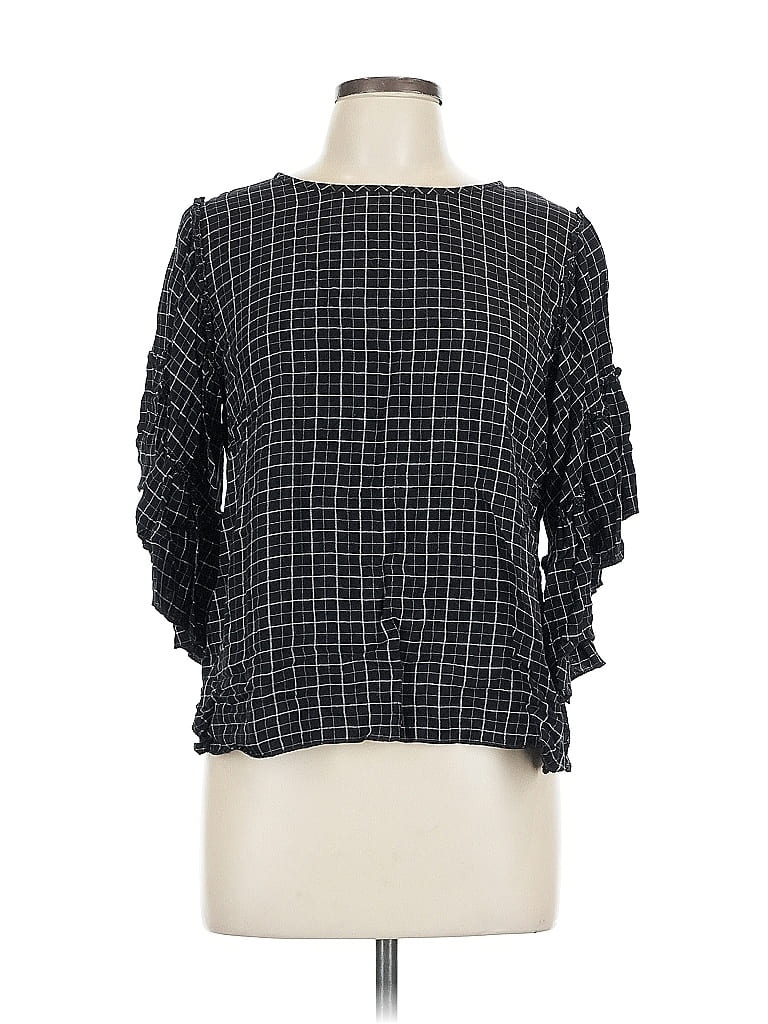 Pre-owned Ann Taylor Loft 3/4 Sleeve Blouse In Black