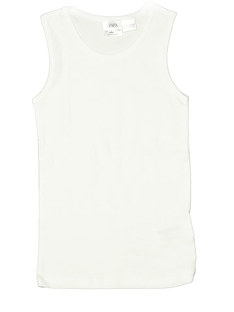 Pre-owned Zara Kids' Sleeveless Top Ivory Crew Neck Tops In White
