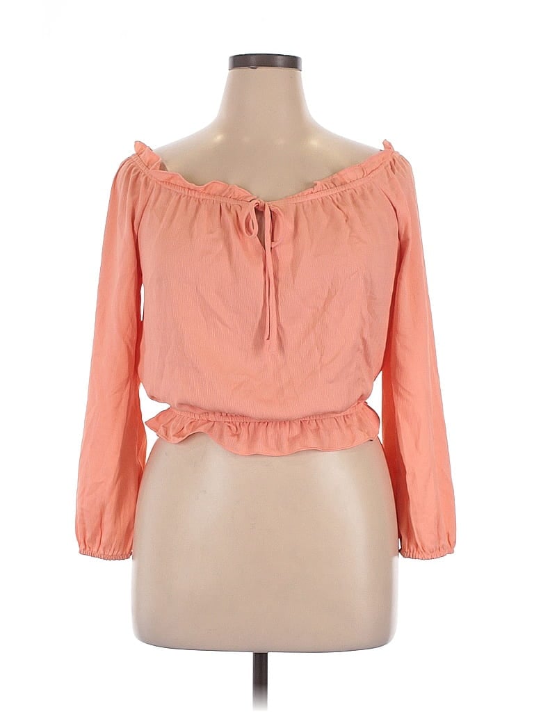 Pre-owned Guess 3/4 Sleeve Blouse In Orange