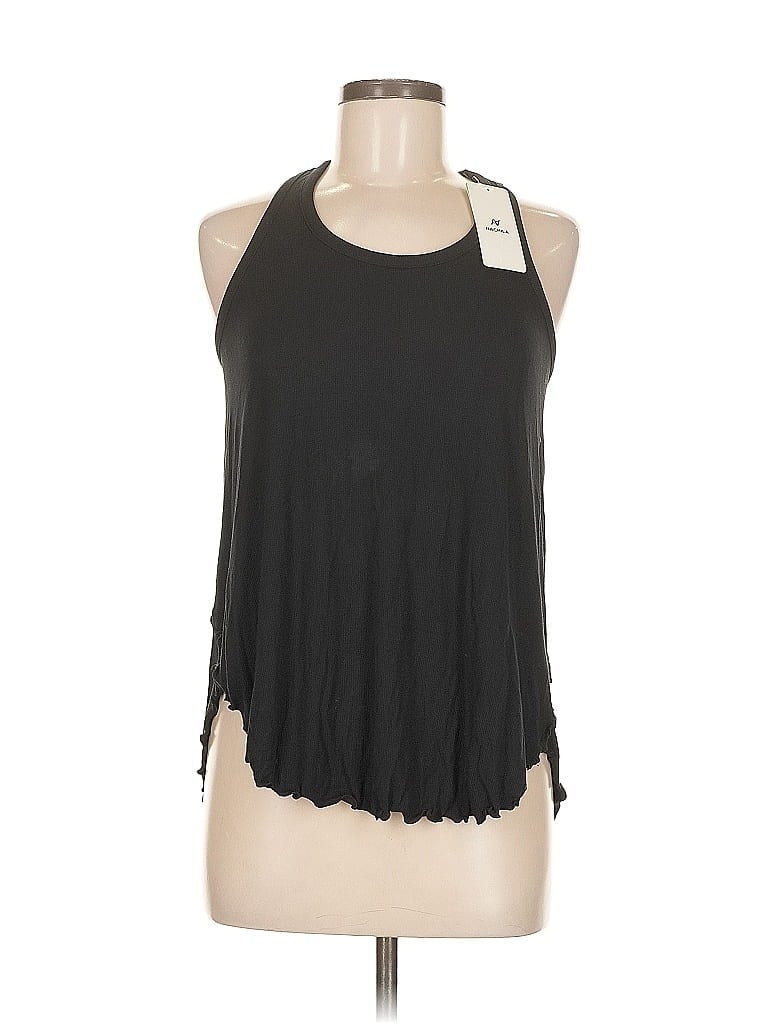Pre-owned Bamboo Tank Top Black Halter Neckline Tops