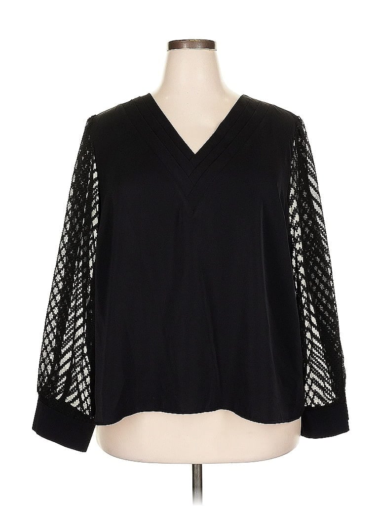 Pre-owned Shein Curve Long Sleeve Blouse In Black